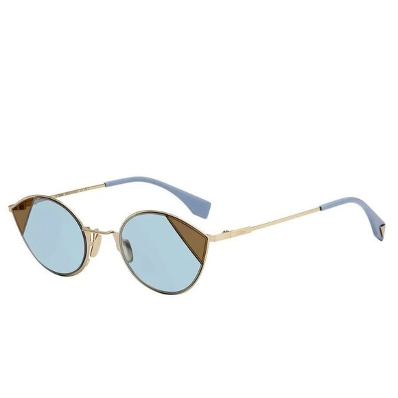 NEW Fendi FF 0342/S Blue Brown Gold Frame Color Block Cat Eye Sunglasses main image 5